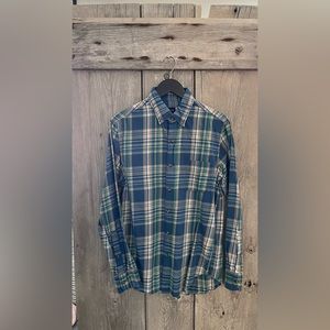 J. Crew Slim Blue/Green Plaid Summer-weight Flannel